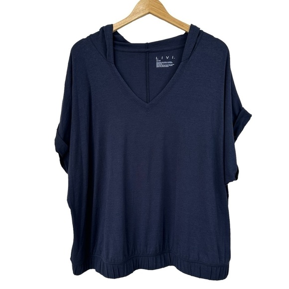 LIVI Short-Sleeve Navy Super Cozy Athletic Hoodie, size 22/24 - Picture 1 of 7
